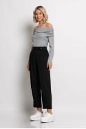 Cropped παντελόνι loose fit με κουφόπιετα στο πατζάκι μαύρο