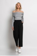 Cropped παντελόνι loose fit με κουφόπιετα στο πατζάκι μαύρο