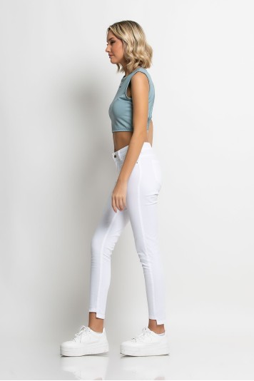 Παντελόνι slim fit push-up λευκό
