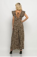 Ολόσωμη φόρμα με βολάν στα μανίκια animal print leopard