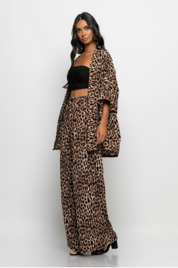 Σετ κιμονό και παντελόνα leopard print