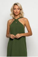 Μίντι φόρεμα knot halter neck χακί