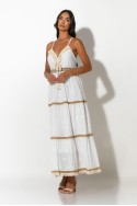 Μάξι φόρεμα κυπούρ με λεπτομέρεια κρόσια λευκό
