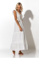 Μάξι φόρεμα κυπούρ με λεπτομέρεια κοχυλάκια λευκό