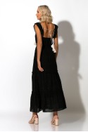 Μάξι φόρεμα κυπούρ με λεπτομέρεια κοχυλάκια μαύρο