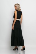 Φόρεμα κρουαζέ αμάνικο με ζώνη μαύρο