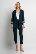 Blazer με φόδρα λεοπάρ μπλε navy