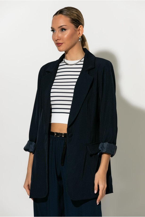 Blazer με φόδρα blue navy