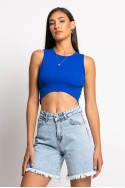 Crop top ριπ με οβάλ κόψιμο μπροστά ρουά