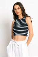 Crop top αμάνικο ριπ μπλε navy