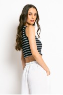 Crop top αμάνικο ριπ μπλε navy