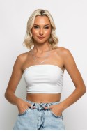 Crop top στράπλες με κόπιτσα πίσω λευκό