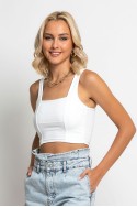 Crop top τιραντέ με τετράγωνη λαιμόκοψη λευκό