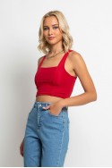 Crop top τιραντέ με τετράγωνη λαιμόκοψη κόκκινο