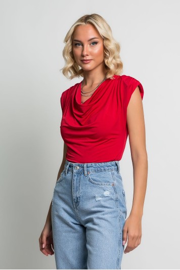 Ντραπέ μπλούζα με βάτες κόκκινο