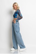 Jean wide leg μπλε