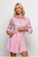 Μίνι φόρεμα σεμιζιέ με print λαχούρι ροζ
