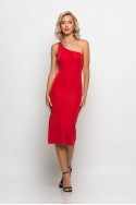 Μίντι φόρεμα με έναν ώμο κόκκινο