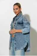 Jean jacket με boho κεντήματα μπλε