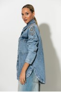 Jean jacket με boho κεντήματα μπλε