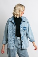 Jean jacket με strass μπλε