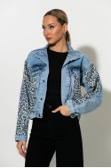 Jean jacket με leopard λεπτομέρειες μπλε