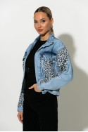 Jean jacket με leopard λεπτομέρειες μπλε