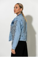 Jean jacket με leopard λεπτομέρειες μπλε