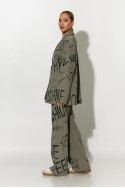 Oversized Blazer graffiti-style prints γκρι μπεζ