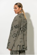 Oversized Blazer graffiti-style prints γκρι μπεζ