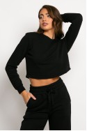 Cropped μπλούζα φούτερ  μαύρο