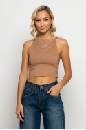 Crop top τιραντέ με τετράγωνη λαιμόκοψη μπεζ