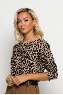 Μπλούζα με boat neck leopard print μαύρο