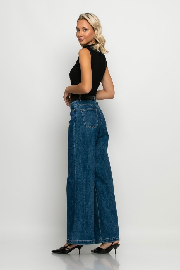 Jean wide leg μπλε σκούρο