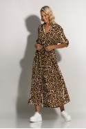 Dress semizie leopard print μπεζ ανοιχτό