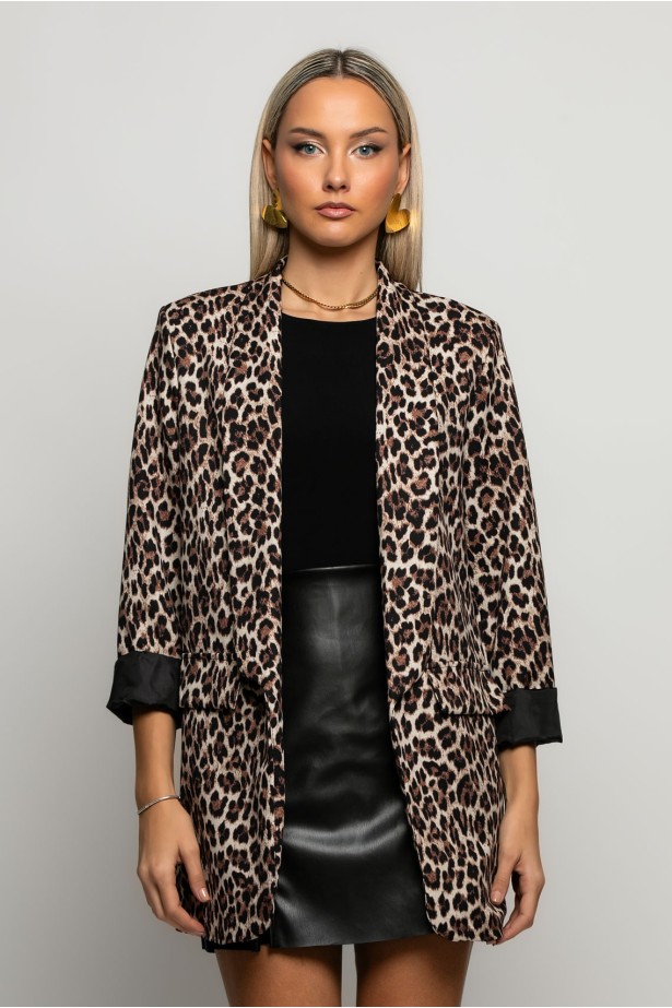 Blazer animal print leopard μπεζ