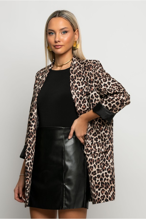 Blazer animal print leopard μπεζ