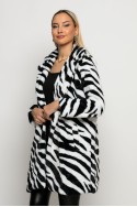 Γούνινο ημίπαλτο animal print zebra λευκό