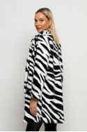 Γούνινο ημίπαλτο animal print zebra λευκό