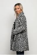 Γούνινο ημίπαλτο animal print leopard γκρι