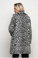 Γούνινο ημίπαλτο animal print leopard γκρι