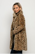 Γούνινο ημίπαλτο animal print leopard μπεζ