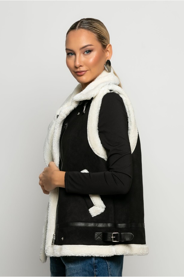 Sheepskin jacket αμάνικο μαύρο