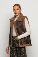 Sheepskin jacket αμάνικο καφέ