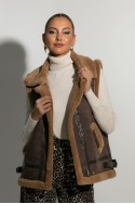 Sheepskin jacket αμάνικο καφέ