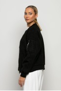 Bomber jacket μπουκλέ με τσέπη στο μανίκι μαύρο