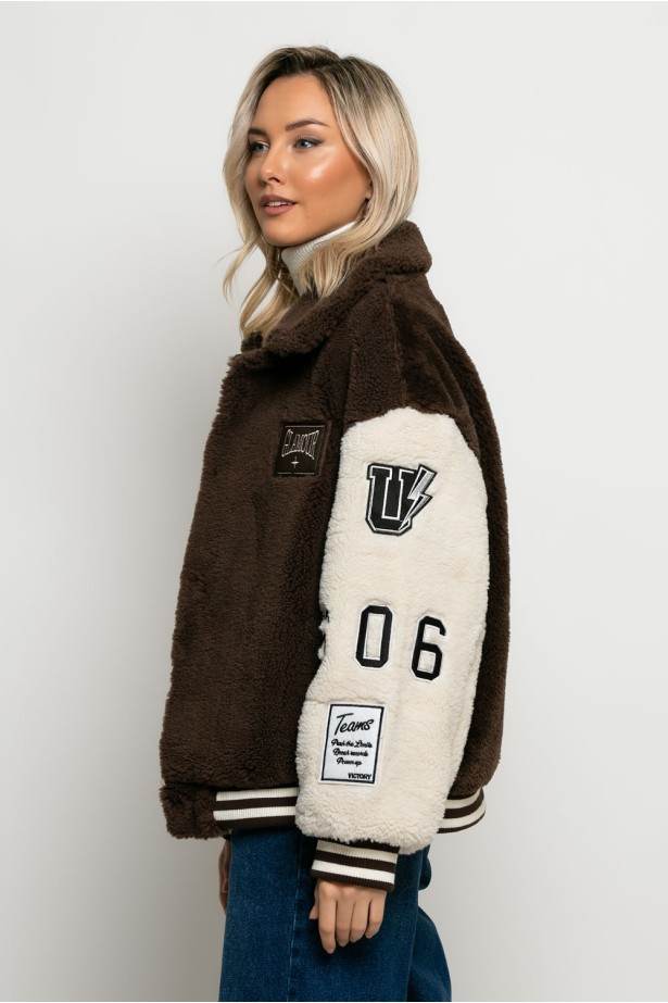 Oversized jacket baseball καφέ