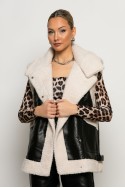 Οversized Sheepskin jacket αμάνικο δερματίνη μαύρο