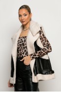 Οversized Sheepskin jacket αμάνικο δερματίνη μαύρο