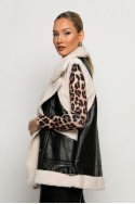 Οversized Sheepskin jacket αμάνικο δερματίνη μαύρο